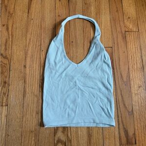 Urban Outfitters Pale Blue Ribbed Halter Tank